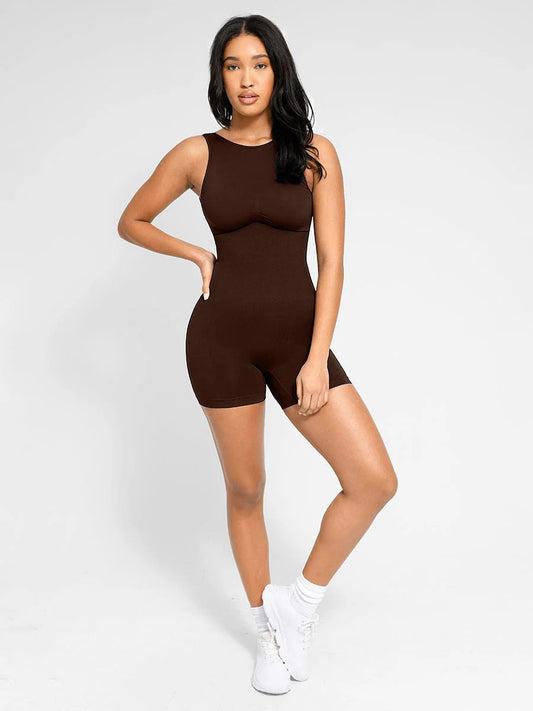 SculptFit Round Neck U-Back Mid-Thigh Jumpsuit