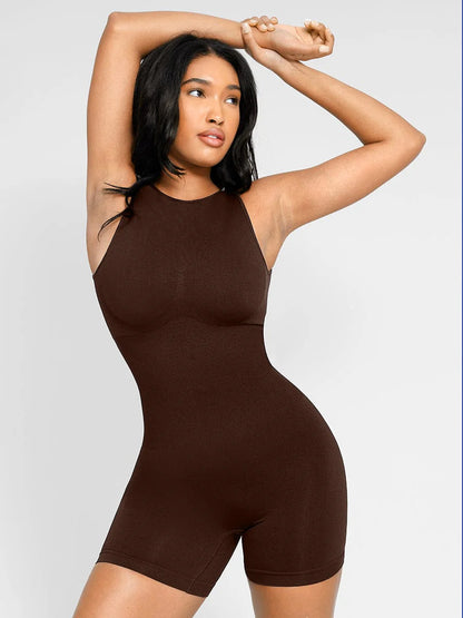 SculptFit Round Neck U-Back Mid-Thigh Jumpsuit